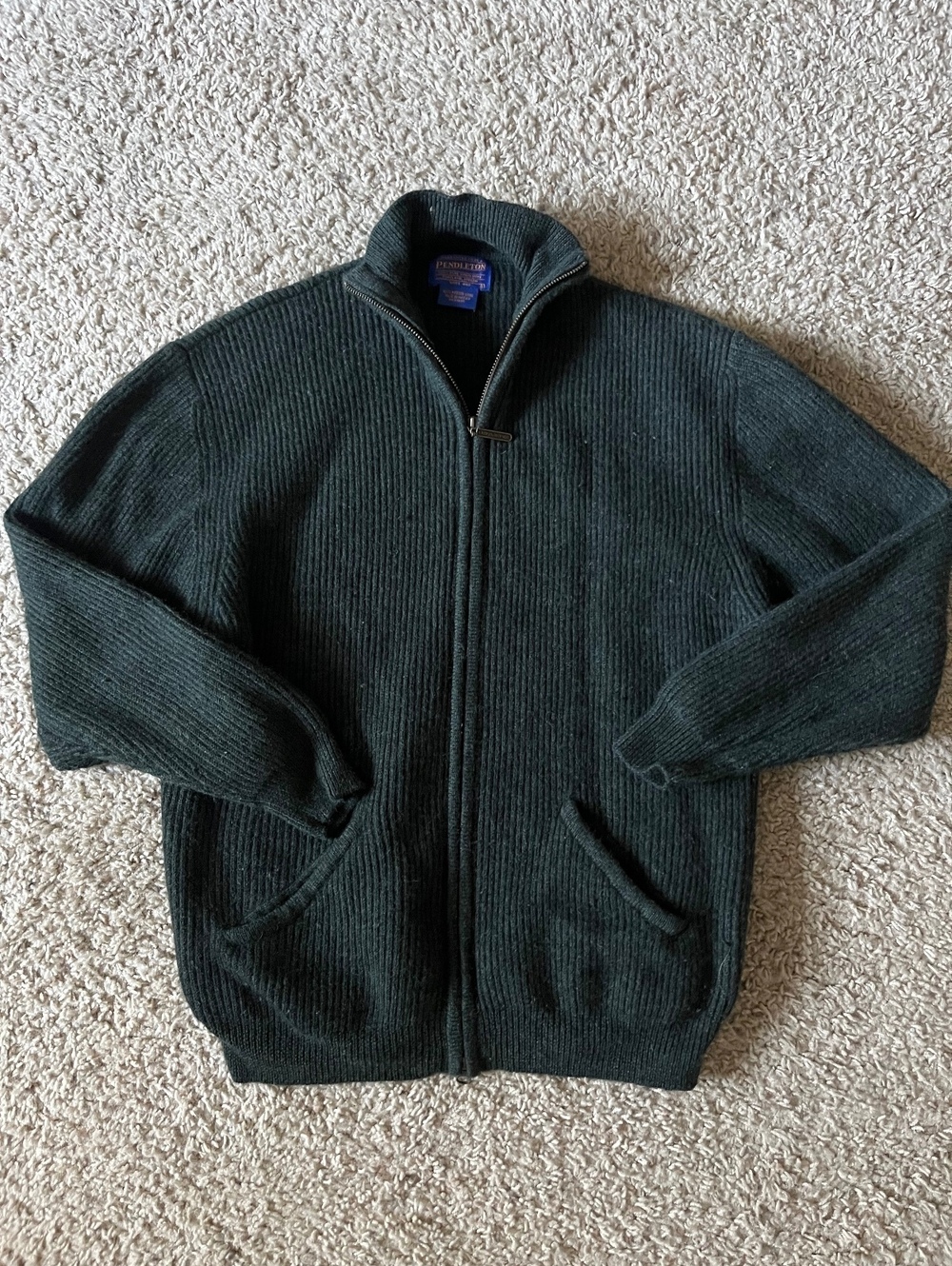 Pendleton Men's Full Zip 100% Virgin Wool Sweater Jacket *See Measurements*